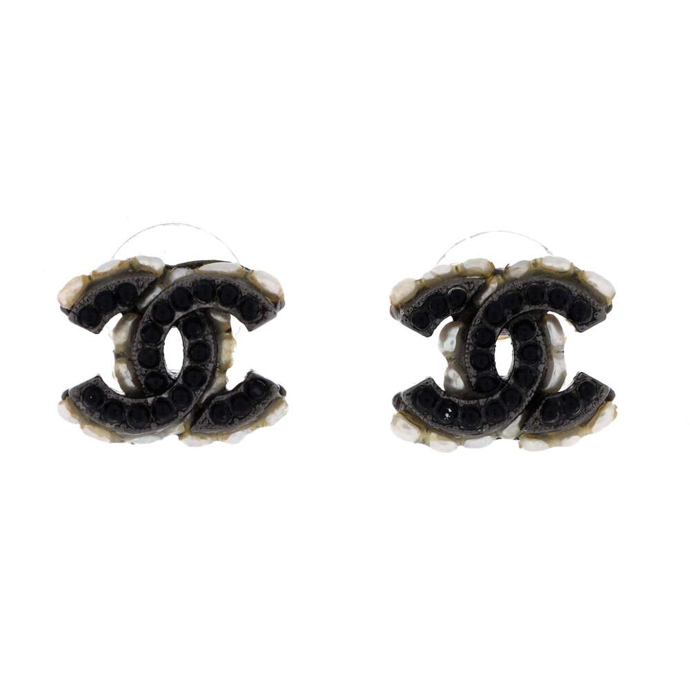 Chanel Cc Stud Earrings Metal With Faux #303961C89B